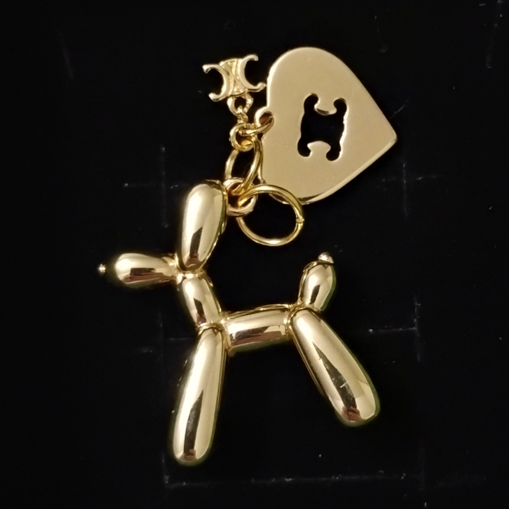 Upcycled Gold Balloon Dog Charm With Charms - Picture 2 of 13